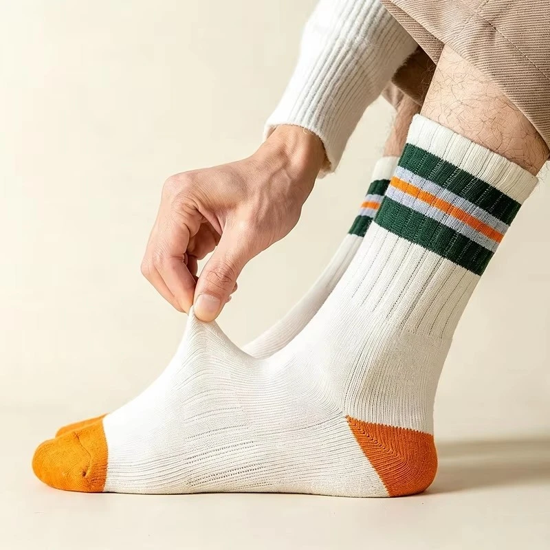 Thick Terry Cushion Gym Classic Striped Crew Men Socks factory